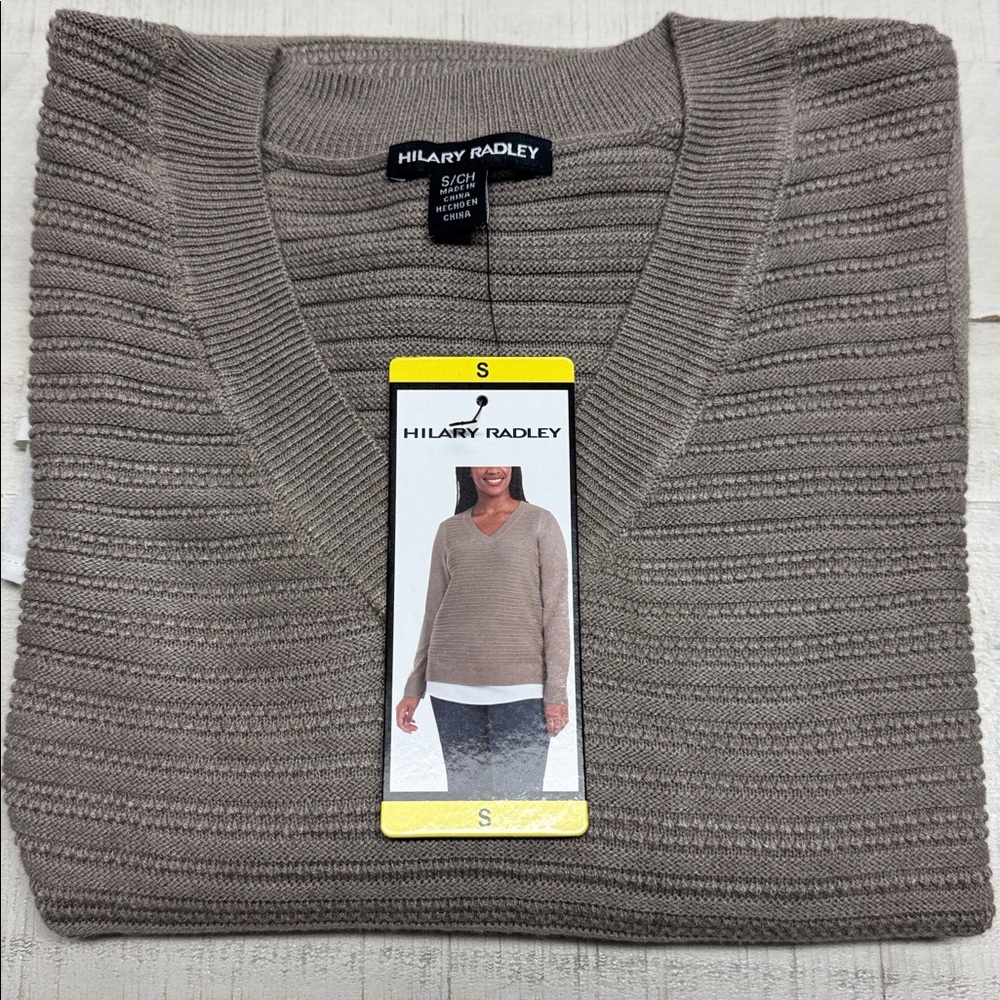 Hilary Radley Tan V Neck Sweater NWT
